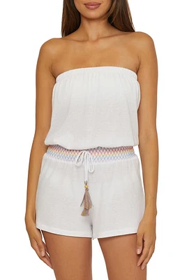 Soluna Strapless Drawstring Waist Cover-Up Romper at Nordstrom,