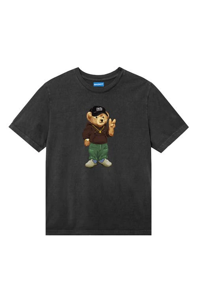 MARKET Peace Bear Cotton Graphic T-Shirt Washed-Black at Nordstrom,