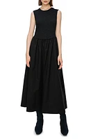 MELLODAY Sleeveless Mixed Media Maxi Dress in Black at Nordstrom, Size Large