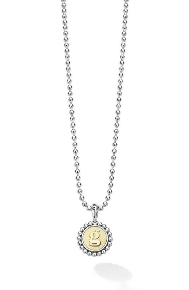 LAGOS Signature Caviar Initial Pendant Necklace in G Two-Tone at Nordstrom