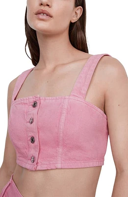 MANGO Denim Crop Top in Bubblegum Pink at Nordstrom, Size X-Small