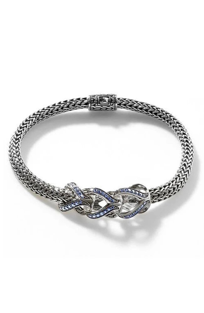 John Hardy Extra Small Asli Classic Chain Pavé Sapphire Bracelet in Silver/Blue Sapphire at Nordstrom, Size Medium