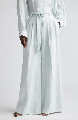 Zimmermann Natura Linen Wide Leg Pants Mint at Nordstrom,