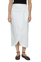 MANGO Wrap Front Linen Midi Skirt at Nordstrom,