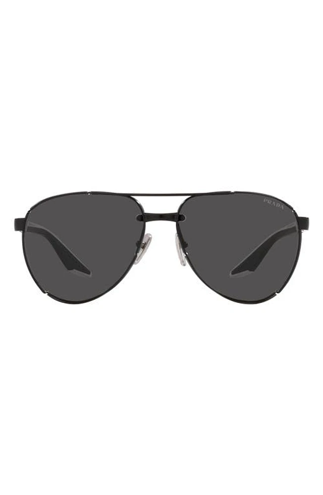 PRADA SPORT 61mm Pilot Sunglasses in Matte Black at Nordstrom