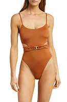 Vitamin A Luxe Link Belted One-Piece Swimsuit at Nordstrom,