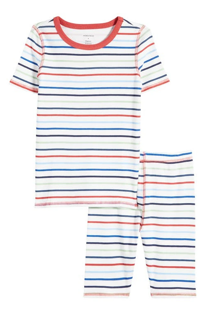 Nordstrom Kids' Stripe Fitted Cotton Pajamas Red- Multi Dream at Nordstrom,