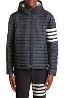 Thom Browne 4-Bar Hooded Down Jacket Navy at