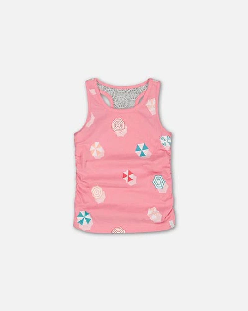 Deux Par Deux Girl's Organic Cotton Gathered Tank Top Bubble Gum Pink at Nordstrom