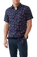 Rodd & Gunn Jacob's River Sports Fit Floral Short Sleeve Linen Button-Up Shirt Navy at Nordstrom,