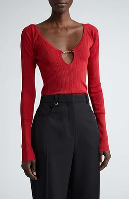 Jacquemus Le Haut Pralu Scallop Neck Rib Top at Nordstrom, Us