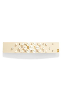 Alexandre de Paris Imitation Pearl Barrette in Beige at Nordstrom