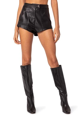 EDIKTED Ramona High Waist Faux Leather Shorts Black at Nordstrom,