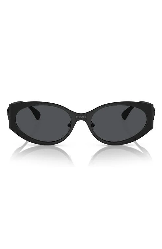 Versace 56mm Oval Sunglasses in Matte Black at Nordstrom