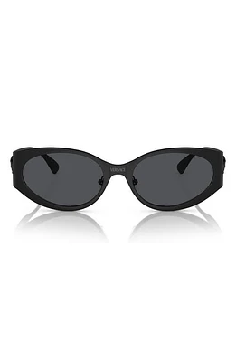 Versace 56mm Oval Sunglasses in Matte Black at Nordstrom