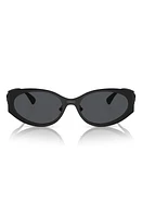 Versace 56mm Oval Sunglasses in Matte Black at Nordstrom