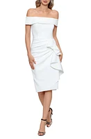 Xscape Evenings Ruffle Off the Shoulder Scuba Dress at Nordstrom,