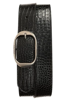 TOM FORD Oval Buckle Alligator Embossed Leather Belt Black at Nordstrom,