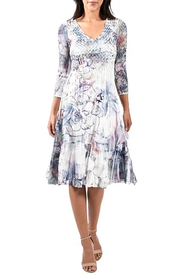 Komarov Floral Charmeuse & Chiffon Midi Cocktail Dress in Aloha at Nordstrom, Size Large