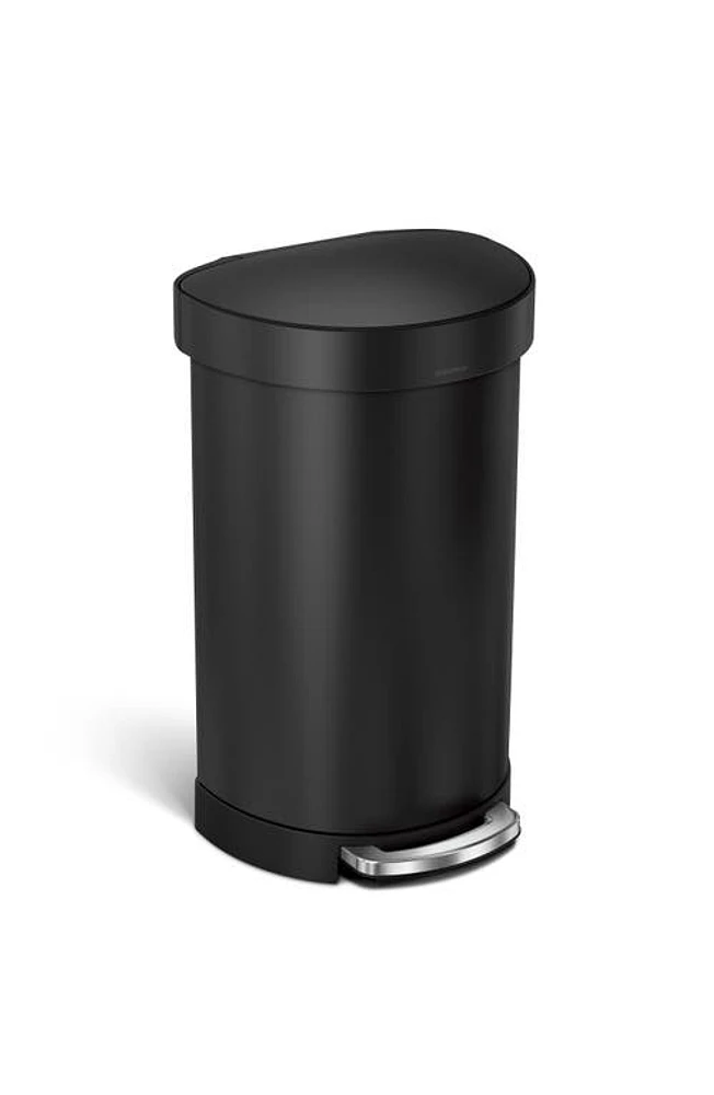 simplehuman 45L Semi Round Liner Rim Step Trash Can in Matte Black at Nordstrom