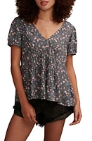 Lucky Brand Floral Print Short Sleeve Top Multi at Nordstrom,