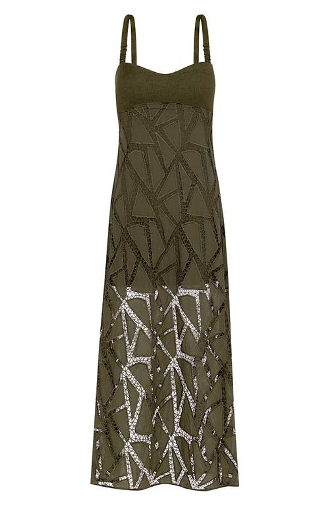 ViX Swimwear Eleni Cover-Up Lace Maxi Dress Green at Nordstrom,