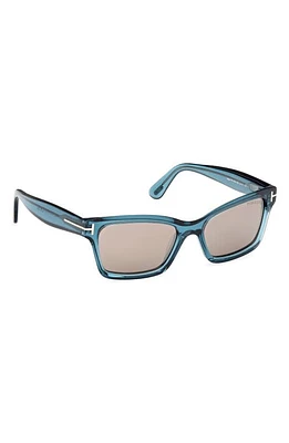 TOM FORD Mikel 54mm Square Sunglasses in Shiny Aqua /Roviex Mirror at Nordstrom