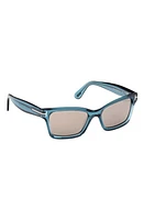 TOM FORD Mikel 54mm Square Sunglasses in Shiny Aqua /Roviex Mirror at Nordstrom