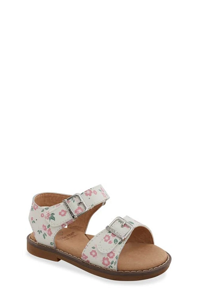 Stride Rite Kids' Alina Ankle Strap Sandal White Floral at Nordstrom, M