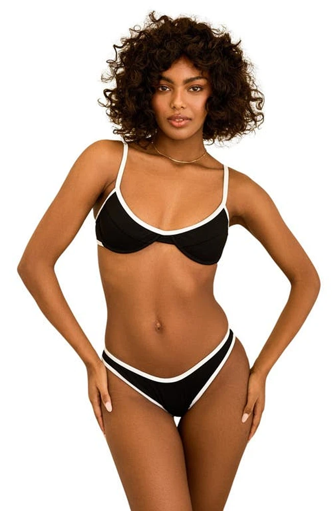 Dippin Daisys Venice Cheeky Bikini Bottom Black Rib at Nordstrom,