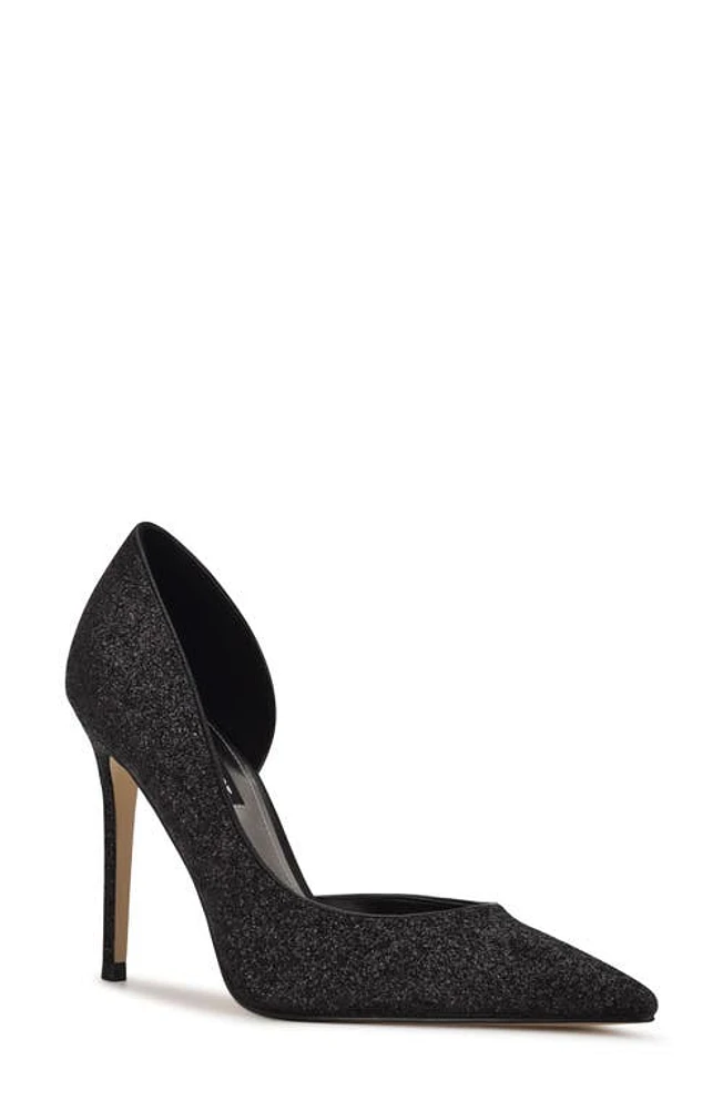 Nine West Folowe Half d'Orsay Pump in Black Glitter at Nordstrom, Size 6.5