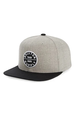 Brixton Oath III Snapback Baseball Cap in Light Heather Grey/black at Nordstrom