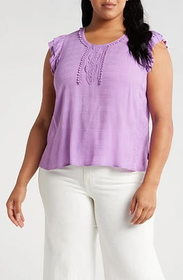 Wit & Wisdom Double Ruffle Sleeve Top at Nordstrom,