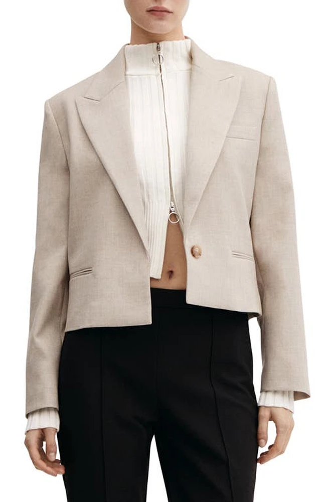 MANGO Americana Fiona Short Jacket Beige at Nordstrom,