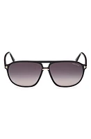 TOM FORD Bruce 61mm Navigator Sunglasses in Shiny Black /Smoke at Nordstrom