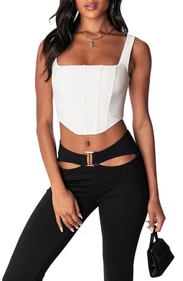 EDIKTED Isla Corset Crop Top White at Nordstrom,