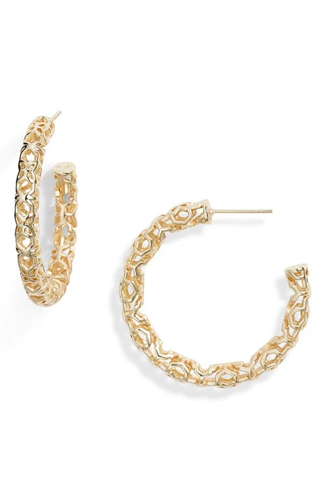 Kendra Scott Maggie Medium Hoop Earrings in Gold Filigree at Nordstrom