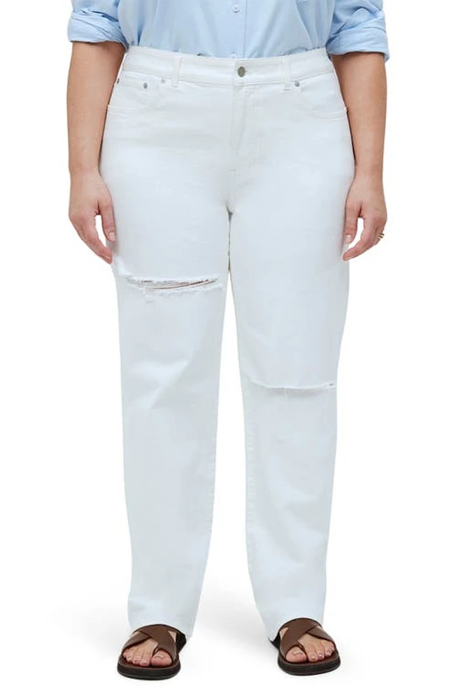 Madewell The Ripped Edition '90s Straight Jean Tile White at Nordstrom,