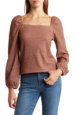 Madewell Jacquard Puff Sleeve Button Front Crop Top in Dark Merlot at Nordstrom, Size Xx-Large