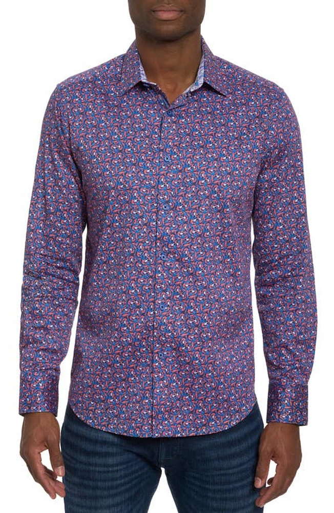 Robert Graham Golden Horn Stretch Button-Up Shirt Blue Multi at Nordstrom,