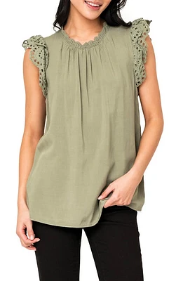 GIBSONLOOK Eyelet Trim Woven Top at Nordstrom,