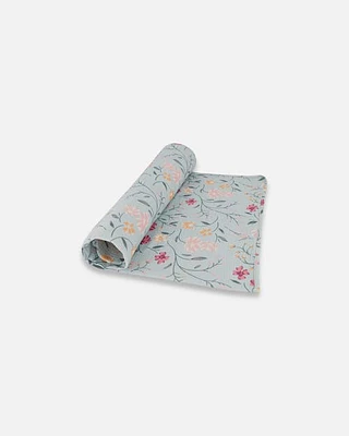 Deux Par Deux Baby Girl's Muslin Cotton Blanket Light Blue With Printed Romantic Flowers in Light Blue Printed Romantic at Nordstrom