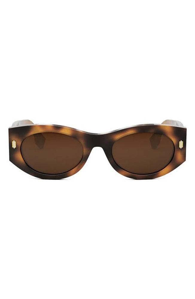 'Fendi Roma 52mm Oval Sunglasses in Blonde Havana /Brown at Nordstrom