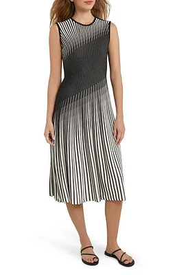 Misook Intarsia Stripe A-Line Sweater Dress New Ivory/black at Nordstrom,