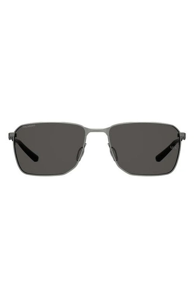 Under Armour 58mm Rectangular Sunglasses in Ruthenium/Grey Polar at Nordstrom