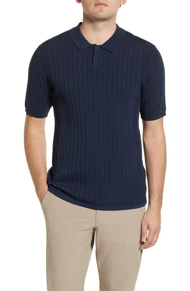 BRADY Men's Engineered Rib Polo Sweater in Stone at Nordstrom, Size Small