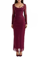 HOUSE OF CB Katrina Lace Mesh Long Sleeve Gown at Nordstrom,