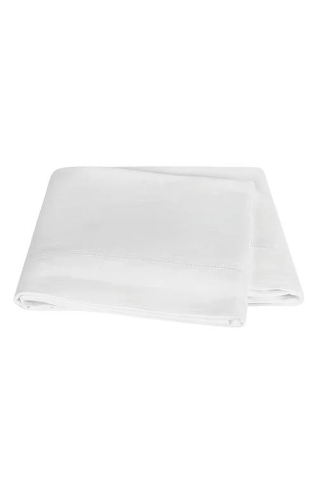 Matouk Roman Hemstitch Linen Flat Sheet in White at Nordstrom