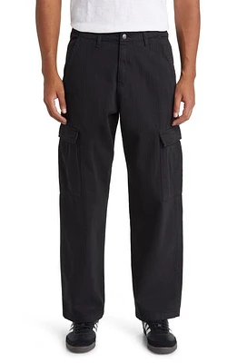 Wax London Santo Herringbone Organic Cotton Cargo Pants Black at Nordstrom,