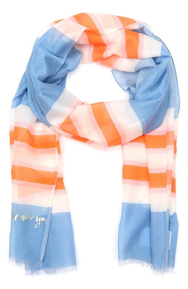 Kate Spade New York springtime stripe cotton & silk scarf in Cosmic Zen at Nordstrom